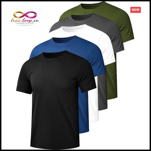 Other - 5 Pack Men's Quick Dry Workout Shirts Moisture Wicking Athletic Tees
